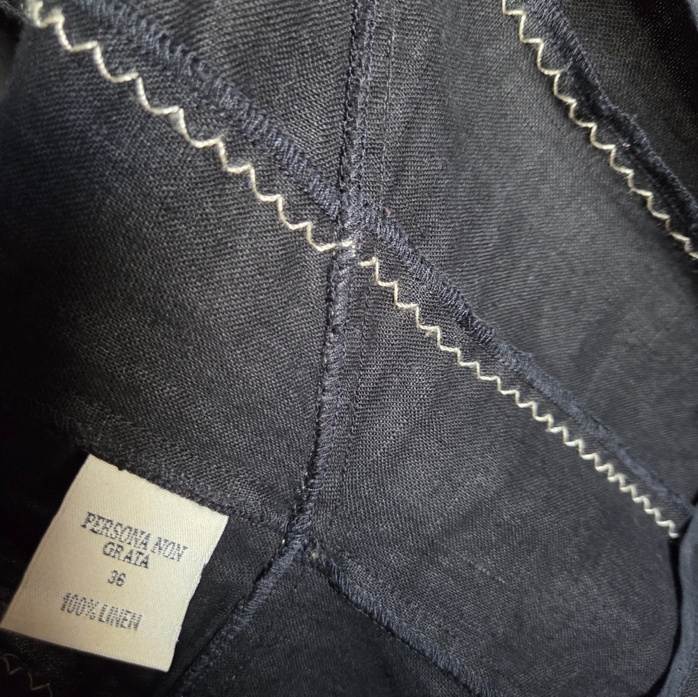 NWT WOMENS PERSONA GRATA MADE IN ITALY BLACK LINEN STYLISH BLAZER SIZE 4/XS - Picture 4 of 9